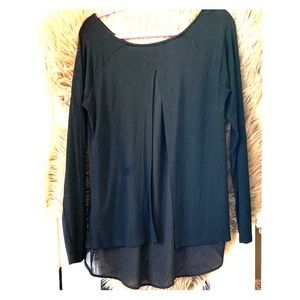 Black long sleeve with open back and chiffon